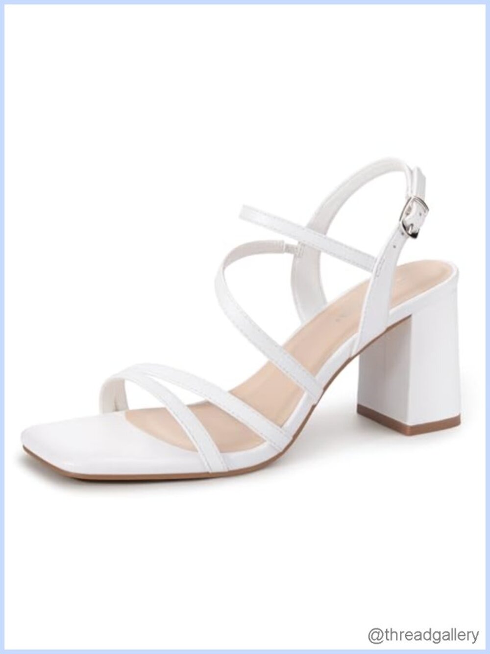 LOOPCHARM Women's Strappy Chunky Block Heels Square Open Toe Sandals 3 Inch